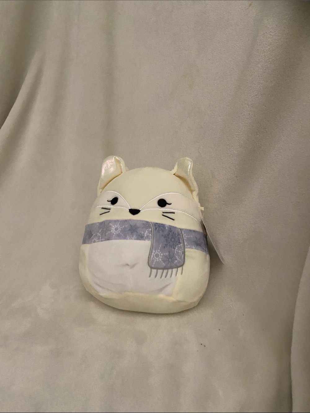 Squishmallows Cream Cat Plush with Purple Scarf